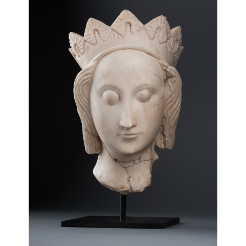 A 15th century Nottingham alabaster head of a Virgin