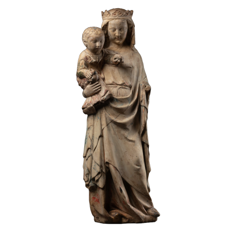 Vierge à l’Enfant en pierre sculptée, Lorraine, époque XIVème siècle