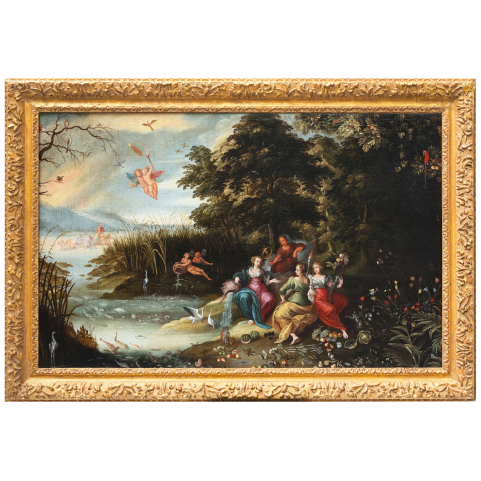 Allegory of four elements, pupil of Jan Brueghel the Younger (1601-1678), 17th century Antwerp school