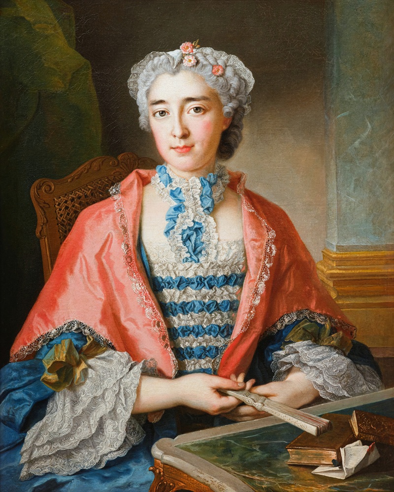 Portrait de dame à l’éventail par François Eisen (1695-1778), signé et daté 1748 Portrait de dame à l’éventail par François Eisen (1695-1778), signé et daté 1748
