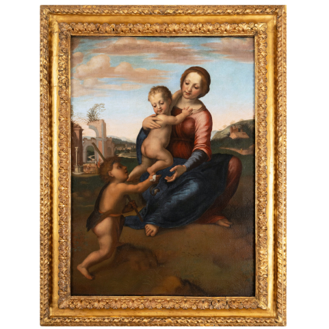17th century Italian school, The Virgin and Child with Saint John the Baptist